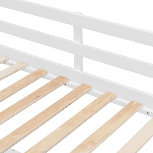 Modern Full Size Gaming Loft Bed with Built-in Desk and Storage Wardrobe, Wood Loft Bed Frame with Light Strip and 2 Drawers