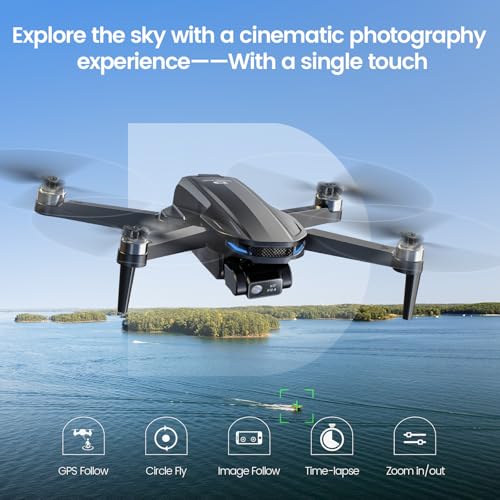 DEERC D65 2 Axis Mechanical Gimbal EIS GPS Drones with Camera for Adults 4K, 249g Foldable FPV Quadcopter Lightweight Drone with 30FPS Video