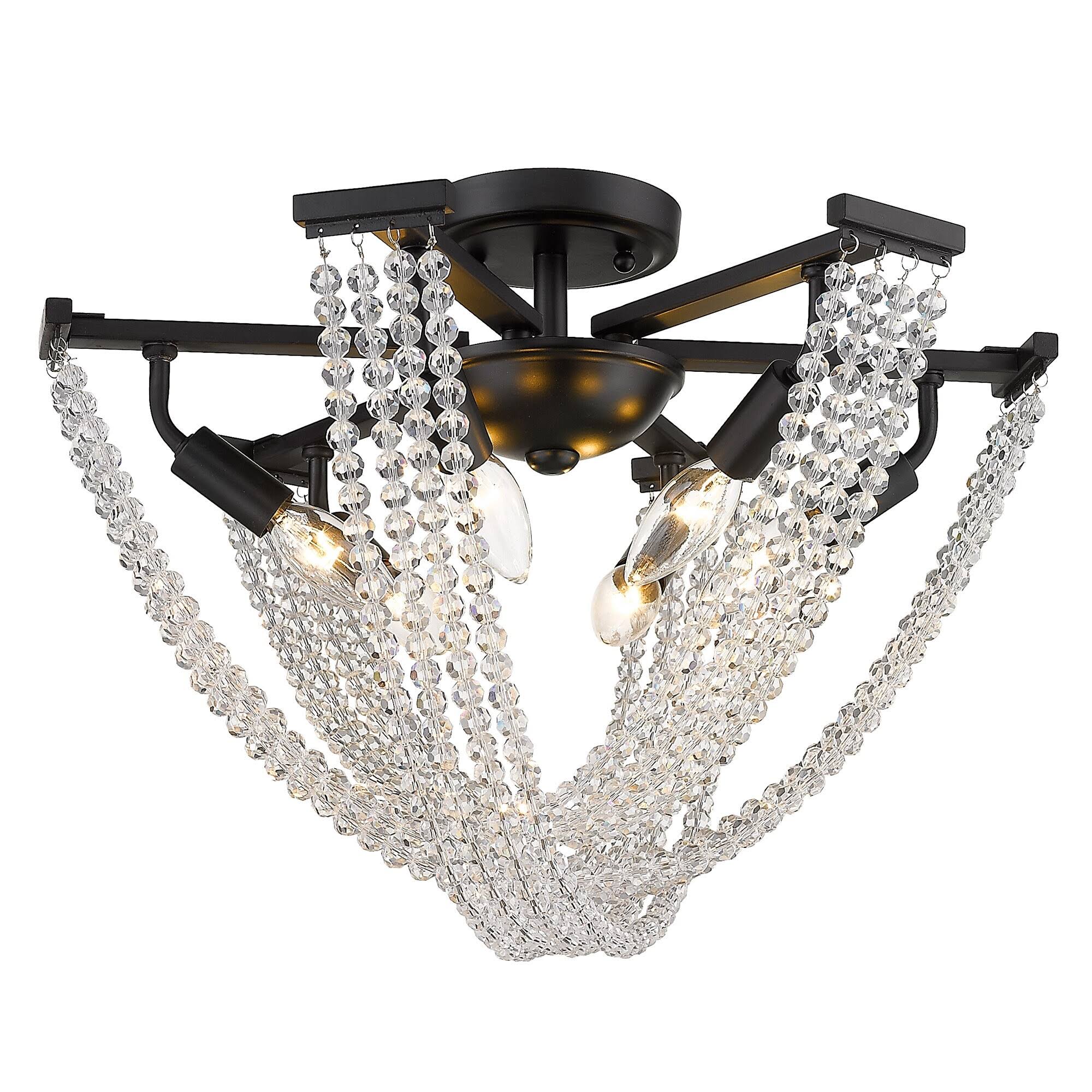 Golden Lighting 1896-6SF BLK-CHN Samba 6 Light Semi-Flush Matte Black
