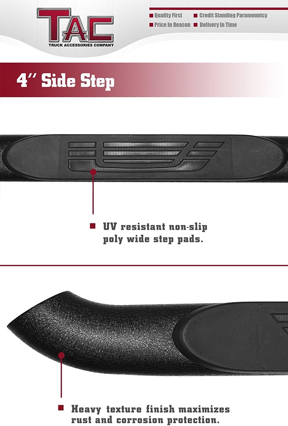 TAC Side Steps Fit 2005-2022 Toyota Tacoma Double Cab Truck Pickup 4 Oval Bend Texture Black Side Bars Nerf Bars Running Boards Exterior Accessories