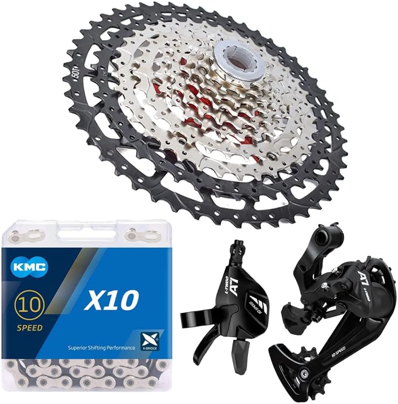 Bibike 10 Speed MTB Groupset KMC X10 Chain 10 Speed 11-50t Cassette 1x10 Speed Rear Derailleur& Shifter