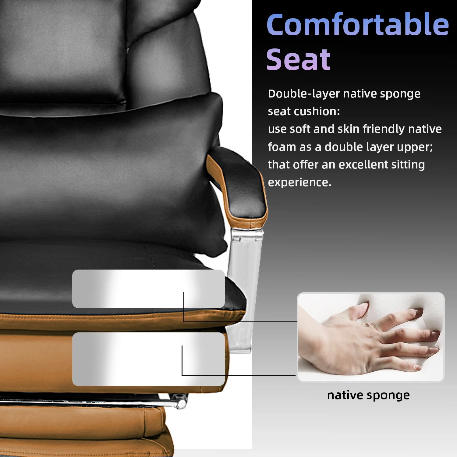 HomeZeer Big and Tall Office Chair 500 lbs, PU Leather Executive Chair Heavy Duty Desk Chairs Ergonomic Reclining Office Chair with Footrest, Black