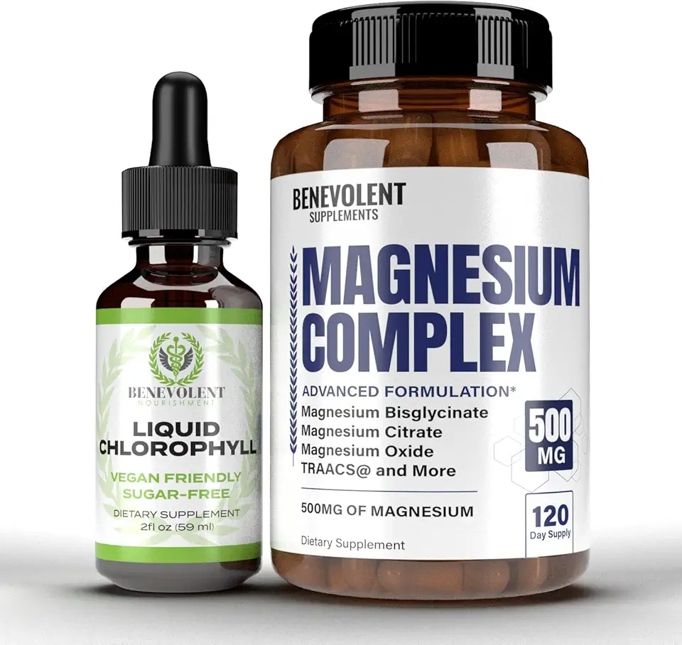 Benevolent Chlorophyll Liquid Drops & Magnesium Complex 4 Month Supply