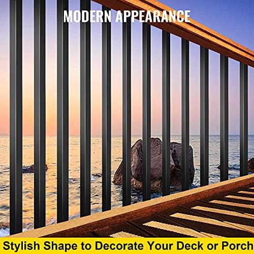 VEVOR Balusters 26 Inch-101 Pack Staircase with Screws Square Aluminum Railing, for Outdoor Stair Deck Porch, Black