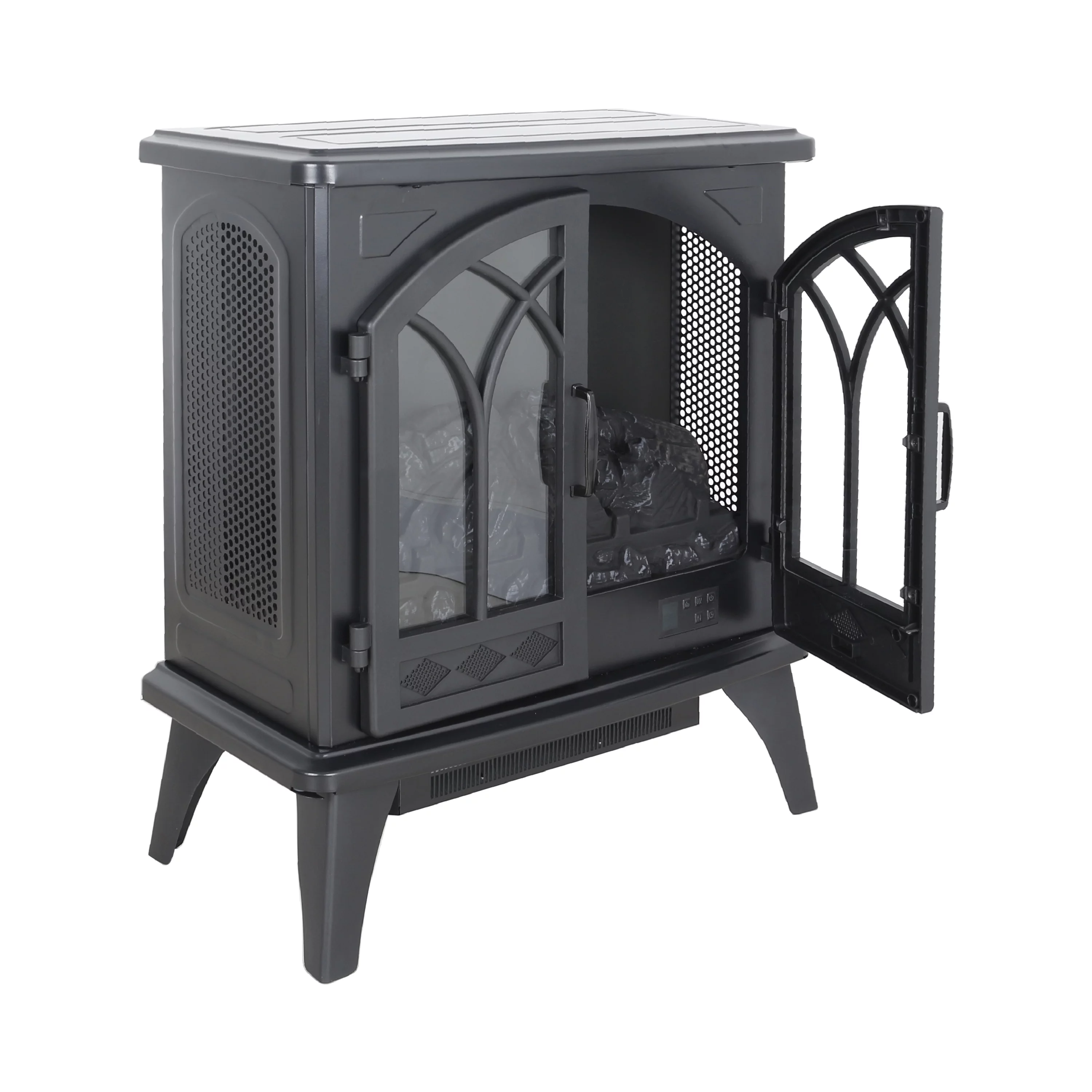 23.7" Electric Fireplace Heater, 1500W Infrared Fireplace Stove with 3D Flame Effect, 5118BTU Electric Fireplace with Remote Control