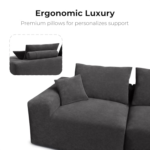 LIKIMIO 120" Modern L-Shaped Modular Sectional Sofa for Living Room, Corduroy Upholstery Green