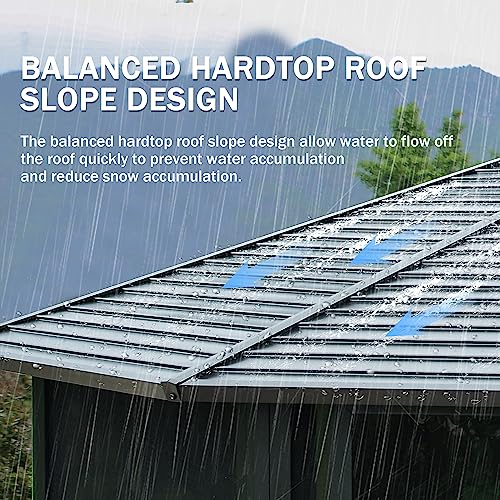 Domi 10’ x 10’ Hardtop Gazebo Metal Frame Canopy with Netting & Curtains