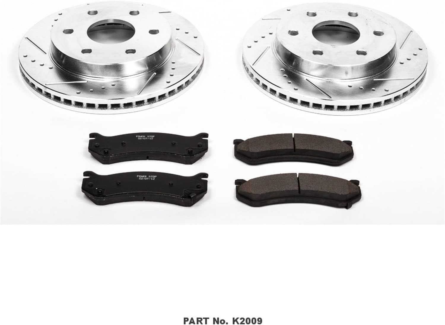 Power Stop K2009 Front Z23 Carbon Fiber Brake Pads with Drilled & Slotted Brake Rotors Kit
