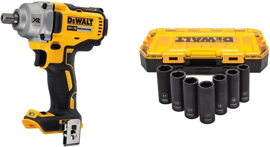 DEWALT 20V MAX* XR Cordless Impact Wrench Kit with Detent Pin Anvil, 1/2-Inch, Tool Only (DCF894B)
