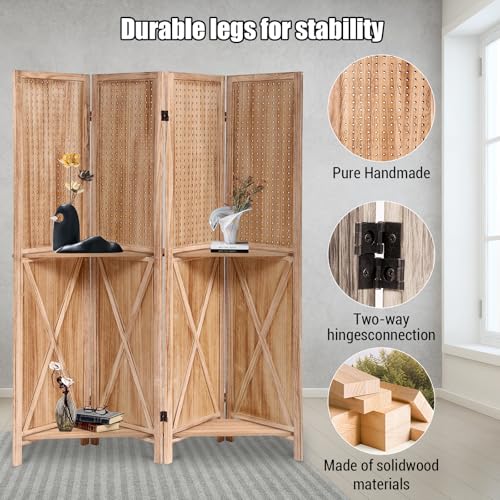 5.6FT Tall Room Divider,Japanese Room Divider 6 Panel Shoji Screen Room Dividers