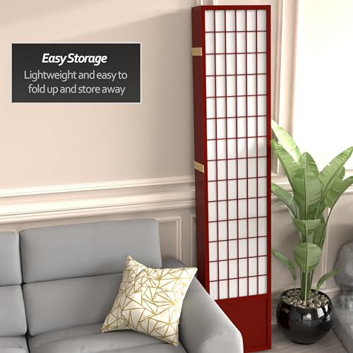 Red Lantern 7 ft. Tall Window Pane Shoji Screen-White-3 Panels Room Divider