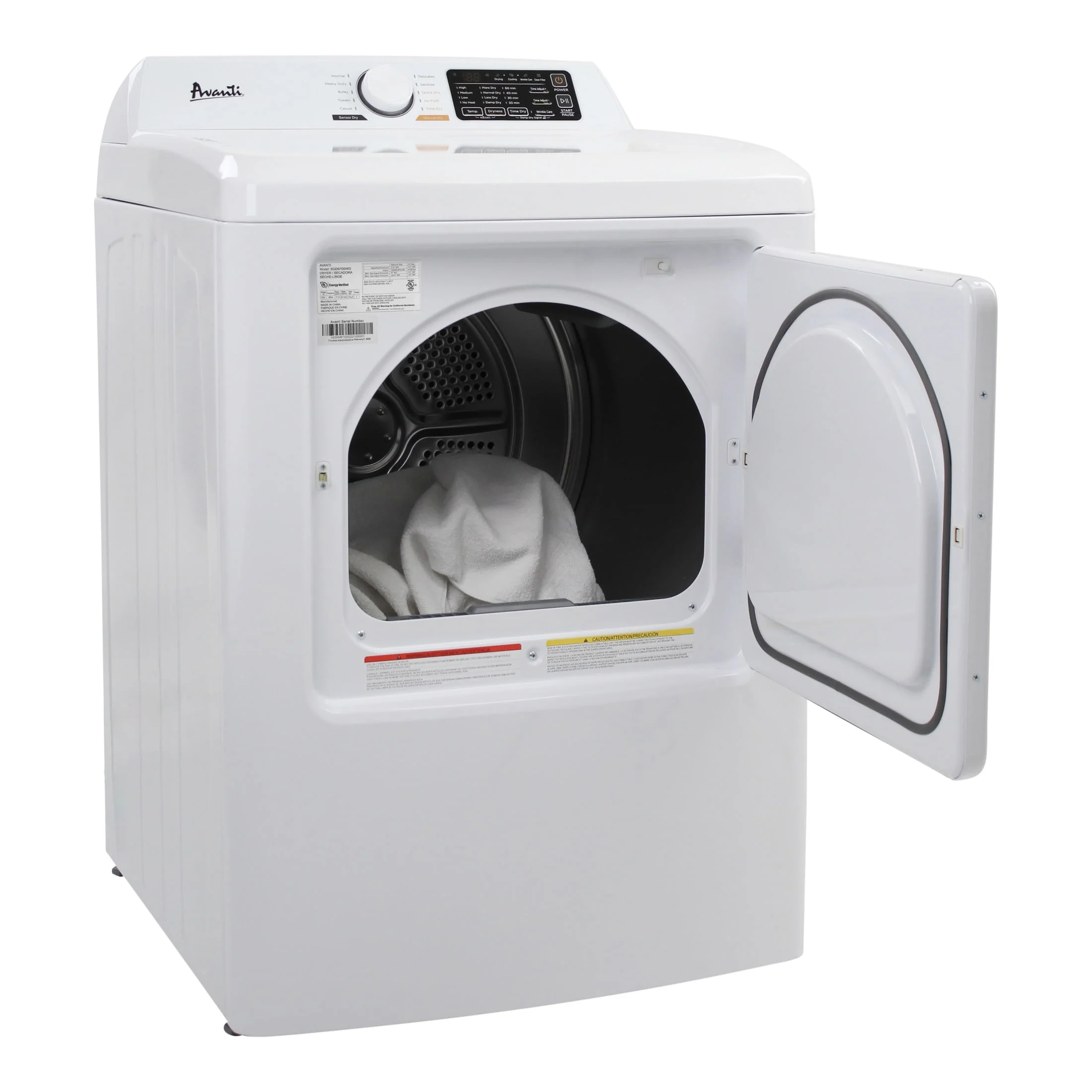 Avanti Front Load Gas Vented Clothes Dryer, 7.0 Cu. ft. Capacity, Height: 42.1 in., in White (SGD70D0WG)
