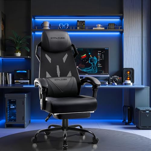 GTPLAYER Gaming Chair, Computer Chair with Mesh Back, Ergonomic Office Chair with Footrest
