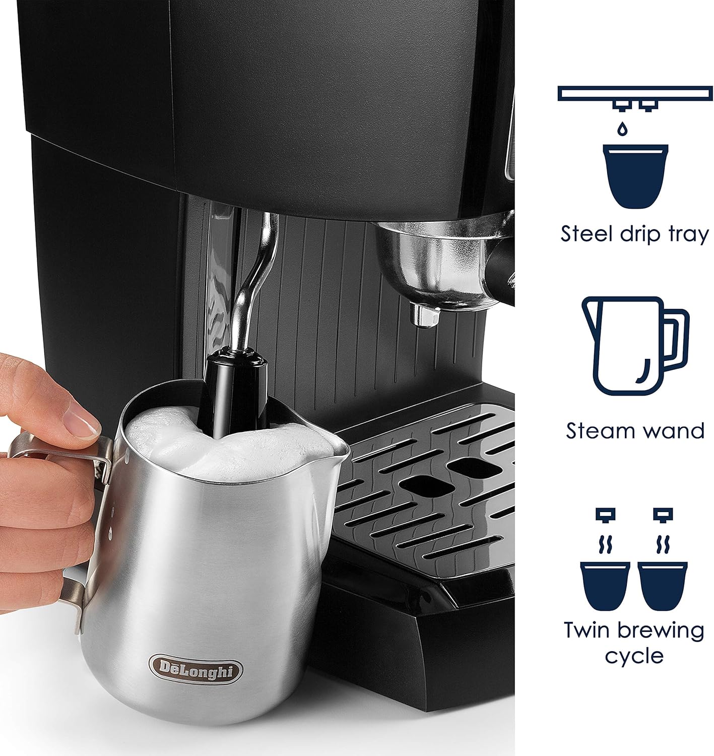 DeLonghi EC155M Manual Espresso Machine, Cappuccino Maker