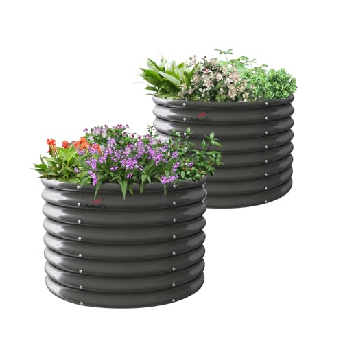 A ANLEOLIFE 8X4X1.5 ft Galvanized Raised Garden Beds Outdoor, Oval Large Metal Planter Box for Planting Vegetables Flowers Herb