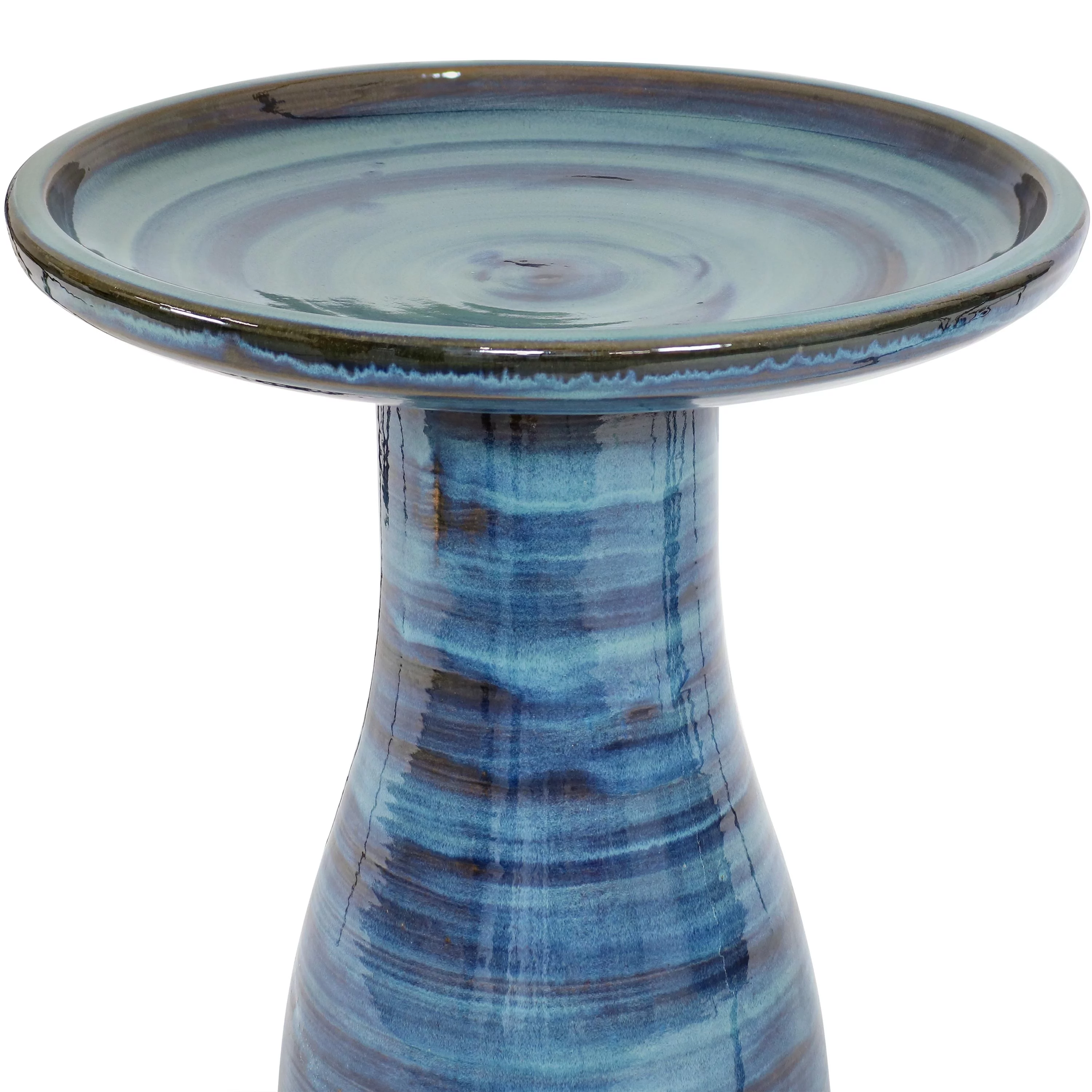Sunnydaze Glazed Ceramic Outdoor Bird Bath - 18" - Galaxy Blue