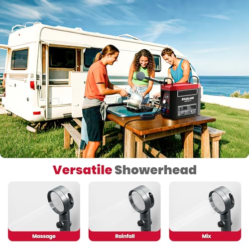 GASLAND Goshower G3 Pro 1lb Propane Portbale Water Heater with Pump | 4000mAh Rechargeable Battery | MAX 100mins Shower Time | Outdoor Propane