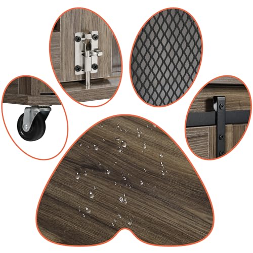 LINLUX 47 Inch XL Dog Crate Furniture, Wooden Heavy Duty Dog Kennel Indoor, Decorative Dog Cage Table for Extra Large Dogs, with Sliding Doors