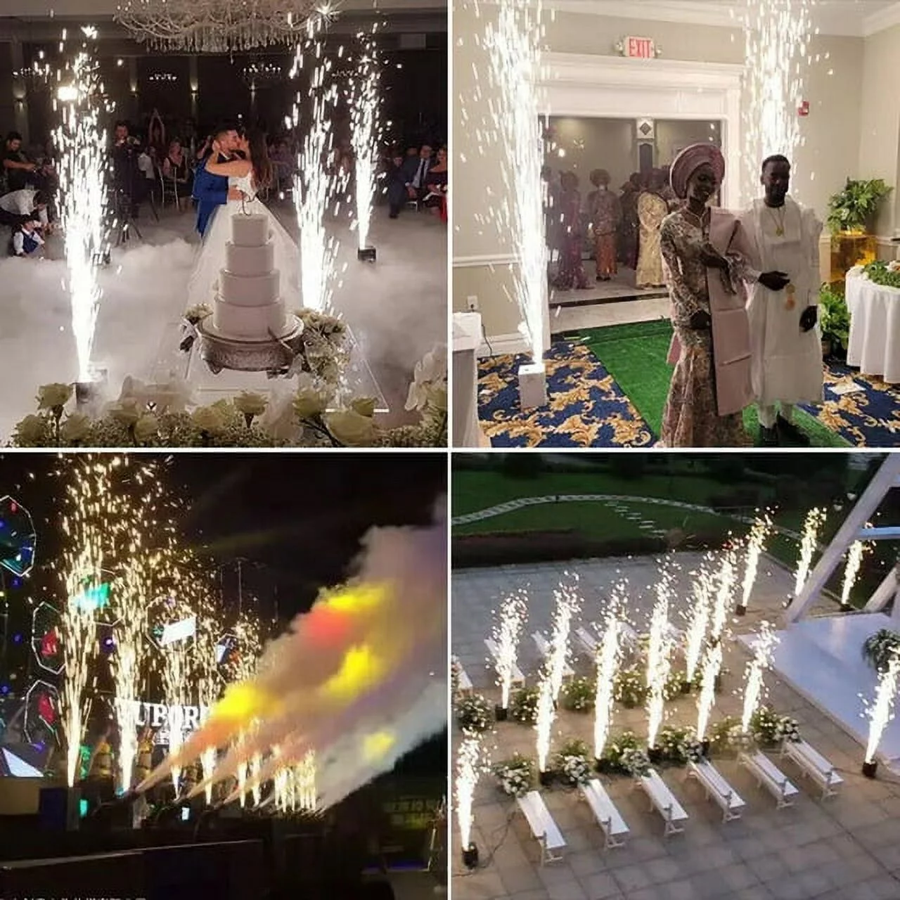 Cold Spark Machine 3-16FT Adjustable Stage Special Effect Machine with Wireless Remote Control DMX Low Noise Stage Equipment for Wedding DJ Disco