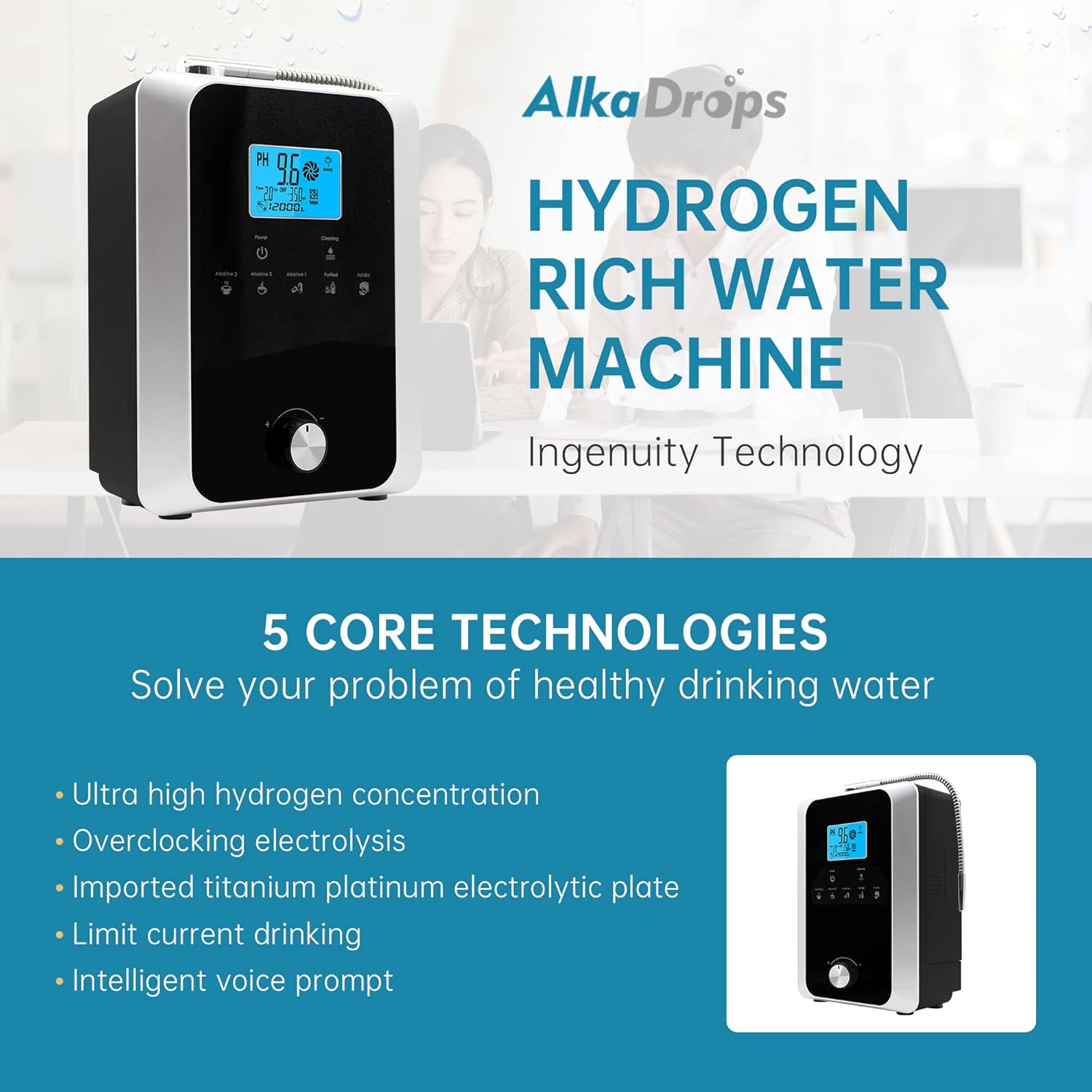 Water Ionizer and Water Purifier Machine,PH 3-11 Alkaline Acid Water Machine,Up to -800mV ORP, 8000 Liters Per Filter,11 Plate Electrode