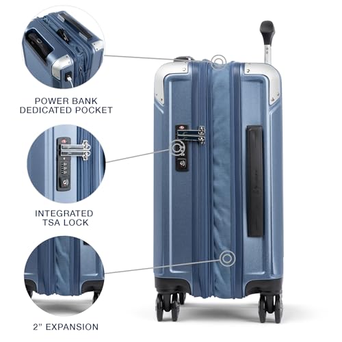Travelpro Platinum Elite Hardside Expandable Carry on Luggage, 8 Wheel Spinner, TSA Lock, Hard Shell Polycarbonate Suitcase, Metallic Sand