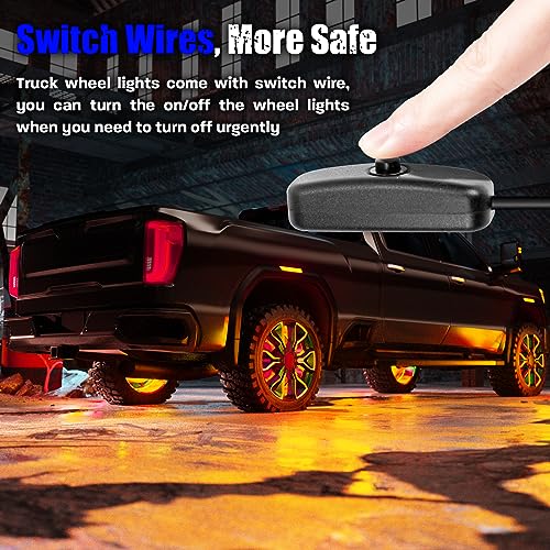 SUNPIE Wheel Lights for Truck - Universal 14.5’’ RGB Rim Light for Car/SUV