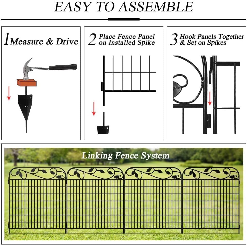 AMAGABELI GARDEN & HOME 4 Pack 44inch High 12ft Long Decorative Garden Fence Panels Border