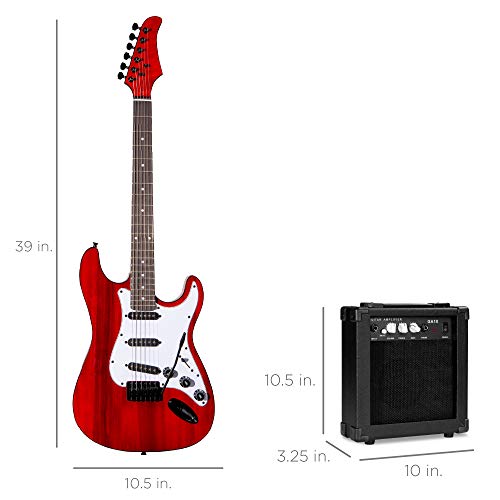 Best Choice Products 39in Full Size Beginner Electric Guitar Starter Kit w/Case, Strap, 10W Amp, Strings, Pick, Tremolo Bar - Sunburst