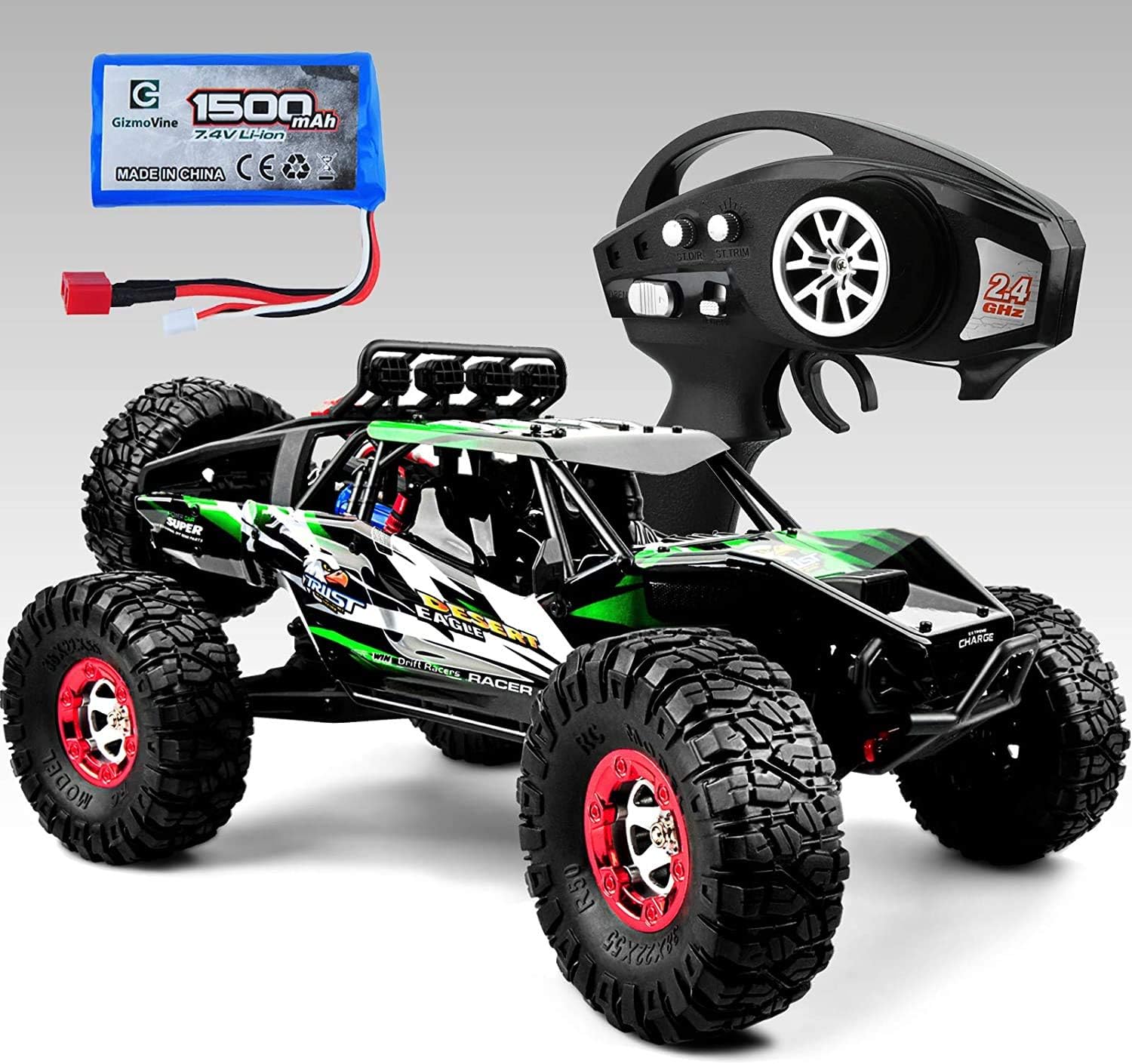 Gizmovine RC Cars 4WD Remote Control Truck 60+KM/H High Speed Brushless Motor Driven，2.4Ghz All Terrain Hobby Truck with 1 Batteries for Boys Kids
