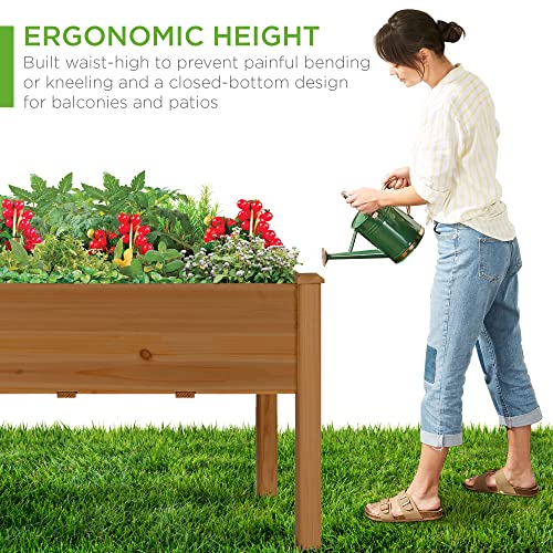 Best Choice Products 72x23x30in Raised Garden Bed, Elevated Wood Planter Box Stand for Backyard, Patio, Balcony w/Divider Panel, 6 Legs