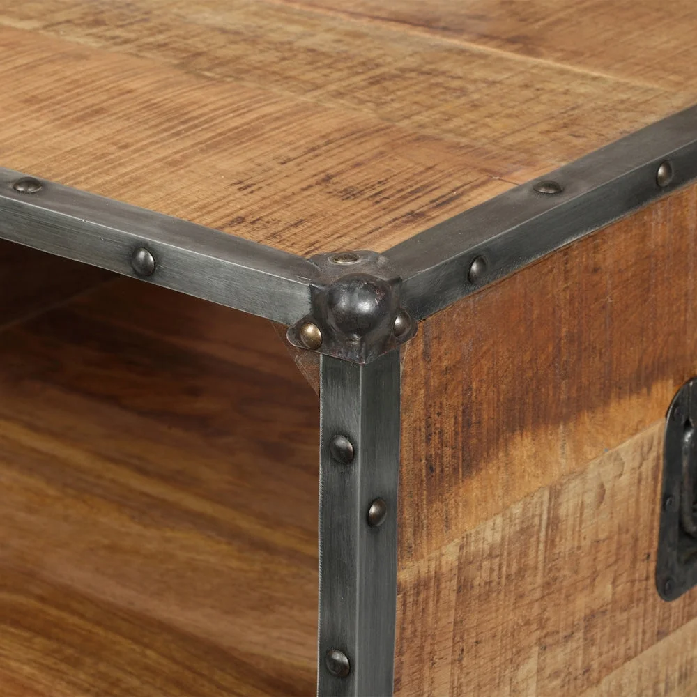 ExBrite Solid Wood Coffee Table ,Rustic Oak 24'' W X 46'' H X 19''