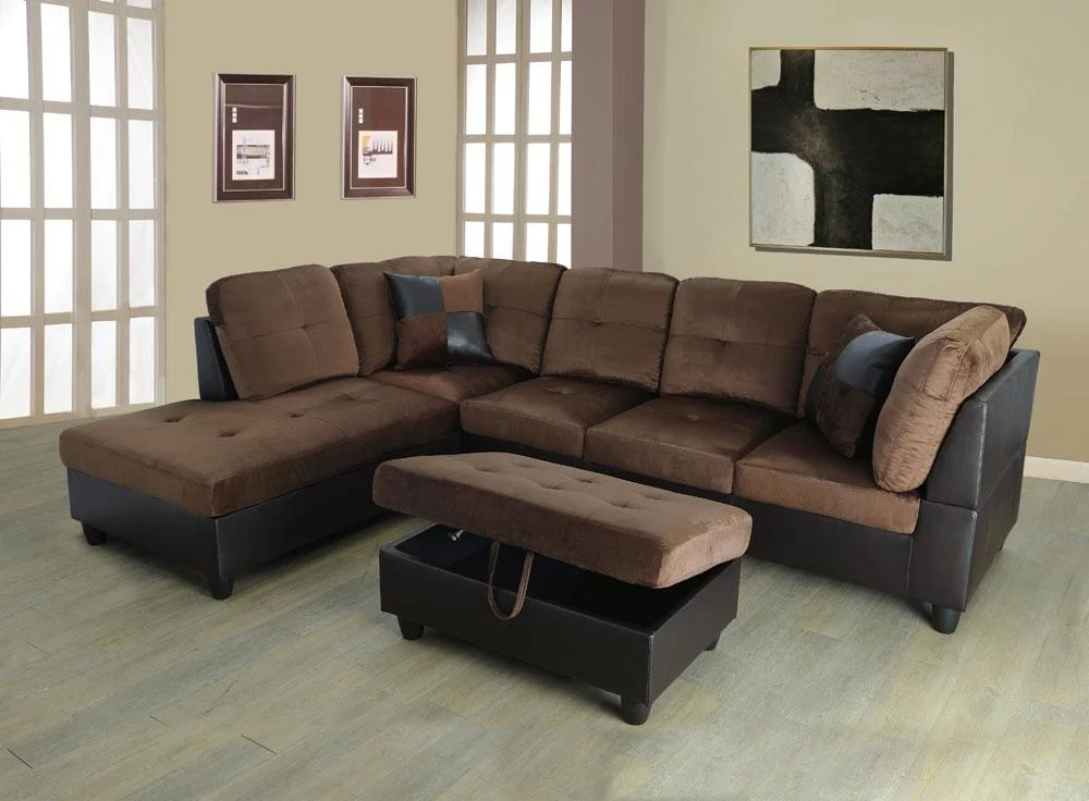 PonLiving Furniture Gazel 103.5'' Sectional Sofa with Storage Ottoman