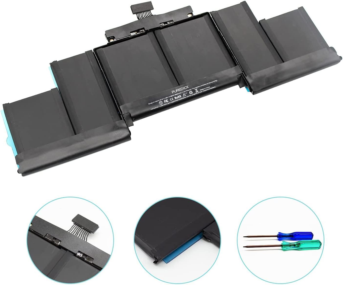 A1494 A1618 Battery Only for (Mid 2015, Mid 2014, Late 2013) A1398 - Puredick Replacement Battery for 15-inch A1398