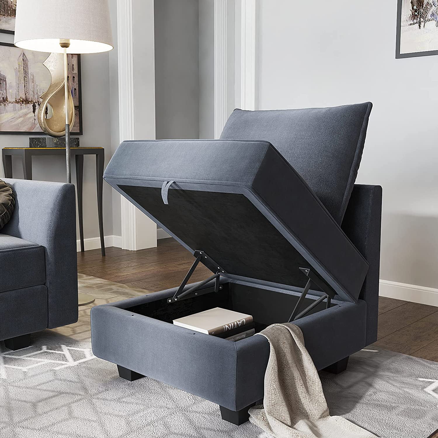 Honbay Sectional Sofas, Bluish Grey Wood