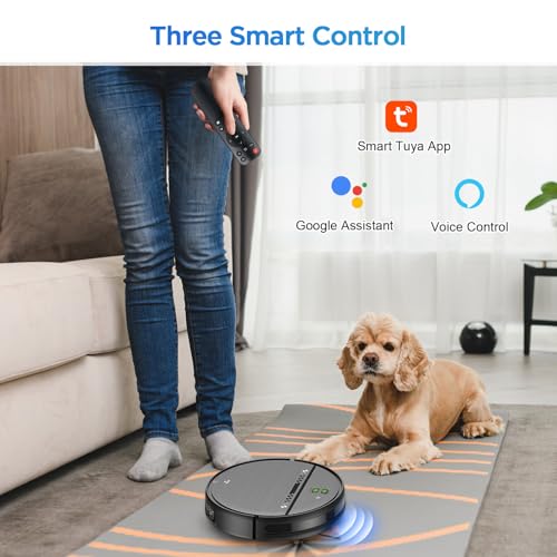 Robot Vacuum and Mop Combo, 2-in-1 Robot Vacuum Cleaner, Perfect for Pet Hair, Hard Floor and Carpet, Anti-Bump, Anti-Fall, App
