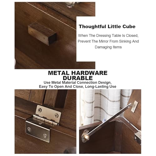 Small Vanity Table for Bedroom Vanity Desk with Mirror Makeup Vanity Table Front High-Definition Silver Mirror Large Storage Capacity Easy to Move