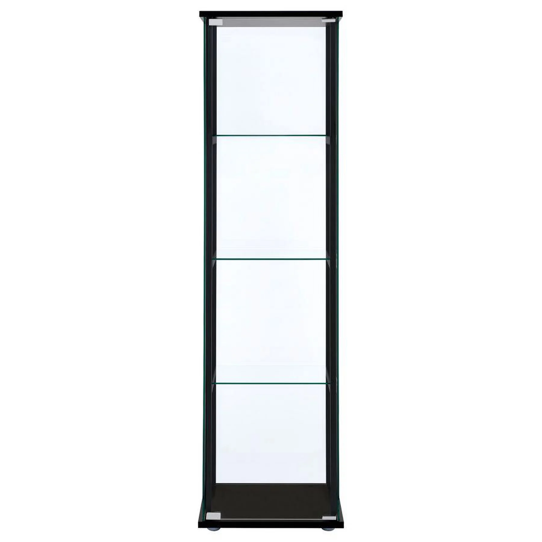 Contemporary Black Wood And Glass 4 Shelf Curio Display Cabinet