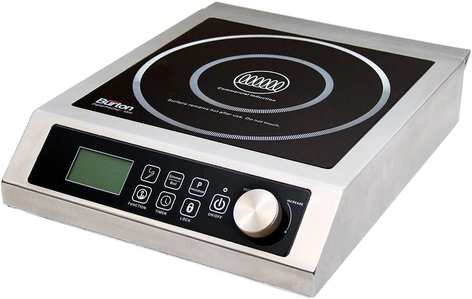 Max Burton 6535 Digital ProChef-3000 Induction Cooktop, Stainless-Steel Body, Larger 9" Coil To Handle Larger Cookware, 10 Temperature Levels (100°