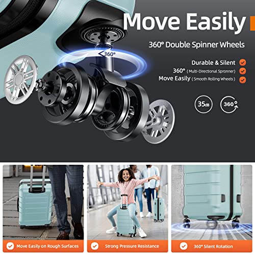 SHOWKOO Luggage Sets Expandable PC+ABS Durable Suitcase Double Wheels TSA Lock Black