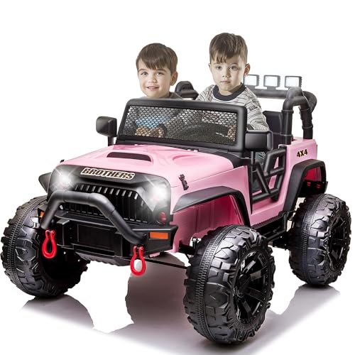 24V Electric Cars Vehicles Toys for Kids -2 Seater, 4x200W Powerful Wheels 4WD Ride on Truck Kids with 3 Speed Remote Control Spring Suspension