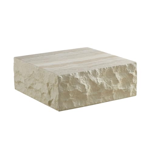 JUSTONE 15.75 ''Round Coffee Table, Accent End Table for Living Room Office Apartment, Modern Minimalist Side Table with Faux Marble Pattern