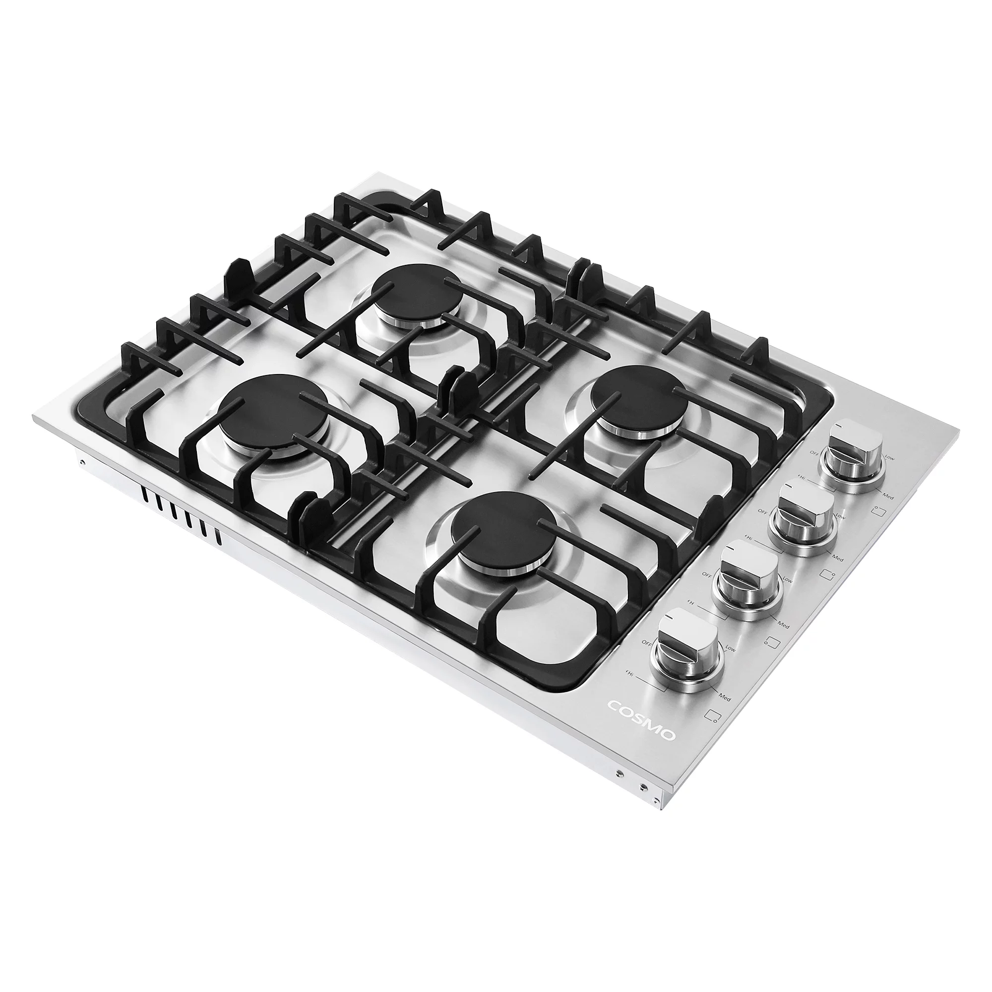 Gas Cooktop with 4 Sealed Italian Made Burners in Stainless Steel