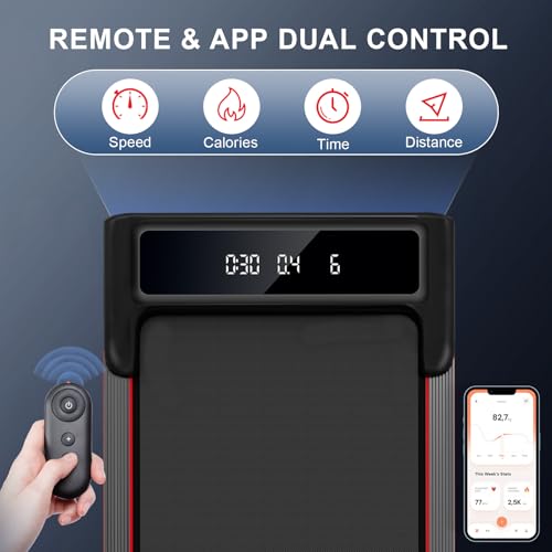 GORISE Walking Pad, Under Desk Treadmills for Home, Walking Pad with Incline, Treadmills with Remote Control APP LED Display