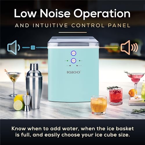 Igloo Electric Countertop Ice Maker Machine - Automatic and Portable - 33 Pounds in 24 Hours - Icecube Maker - Plastic Scoop and Basket