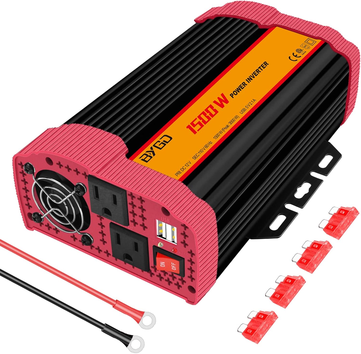1500 Watt/3000 Watt Inverter 12V to 110V Power Inverter with Dual Outlets & Dual 2.1A USB Ports DC to AC Inverter for Outdoorhome, Camping, Rv, Truck