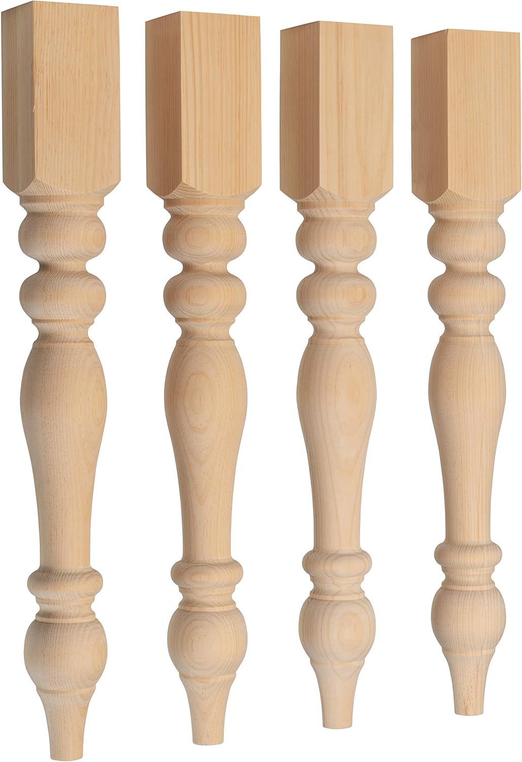 CAROLINA LEG CO. Chunky Farmhouse Table Legs - Unfinished - DIY Furniture - Turned Legs - Set of 4 - Dimensions: 3.5 x 29