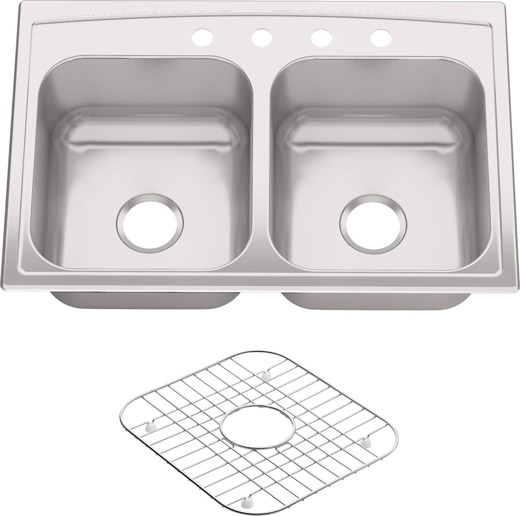 Kohler K-3847-4-NA Toccata 33x22 x 22x22 x 9-1/4x22 Top-Mount double-equal Kitchen Sink Stainless Steel