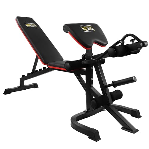 Adjustable Weight Bench, Workout Bench for Home Gym, Adjustable 6 Position Utility Bench with Leg Extension and Preacher Pad
