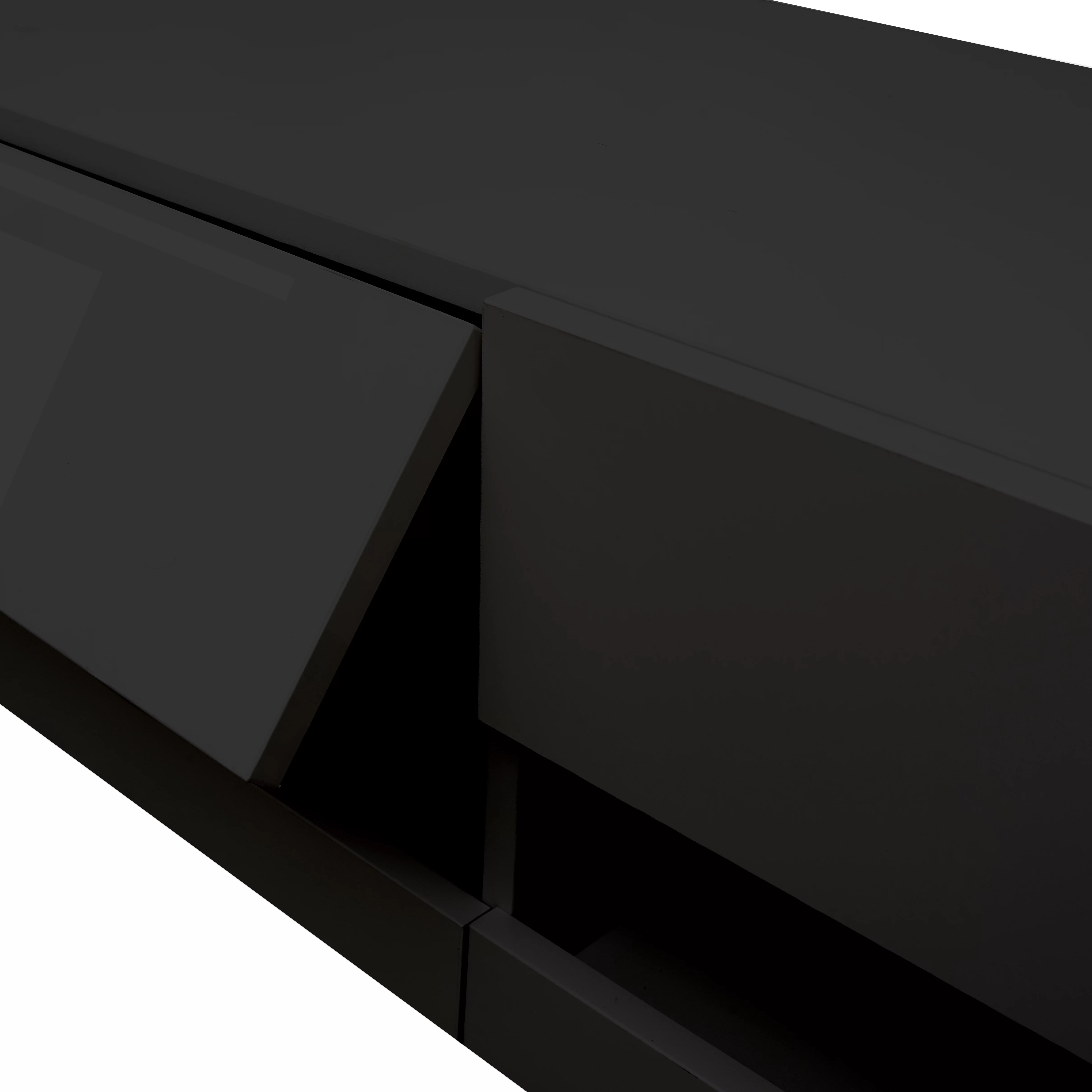 JOYSOURCE Floating TV Stand with LED, Wall Mounted Entertainment Center up to 80 inch TV, Modern High Gloss TV Media Console Cabinet, Black