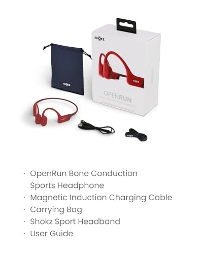 SHOKZ OpenRun - Open-Ear Bluetooth Bone Conduction Sport Headphones, Sweat Resistant Wireless Earphones for Workouts and Running, Built-in Mic